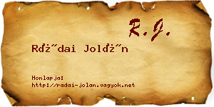 Rádai Jolán névjegykártya